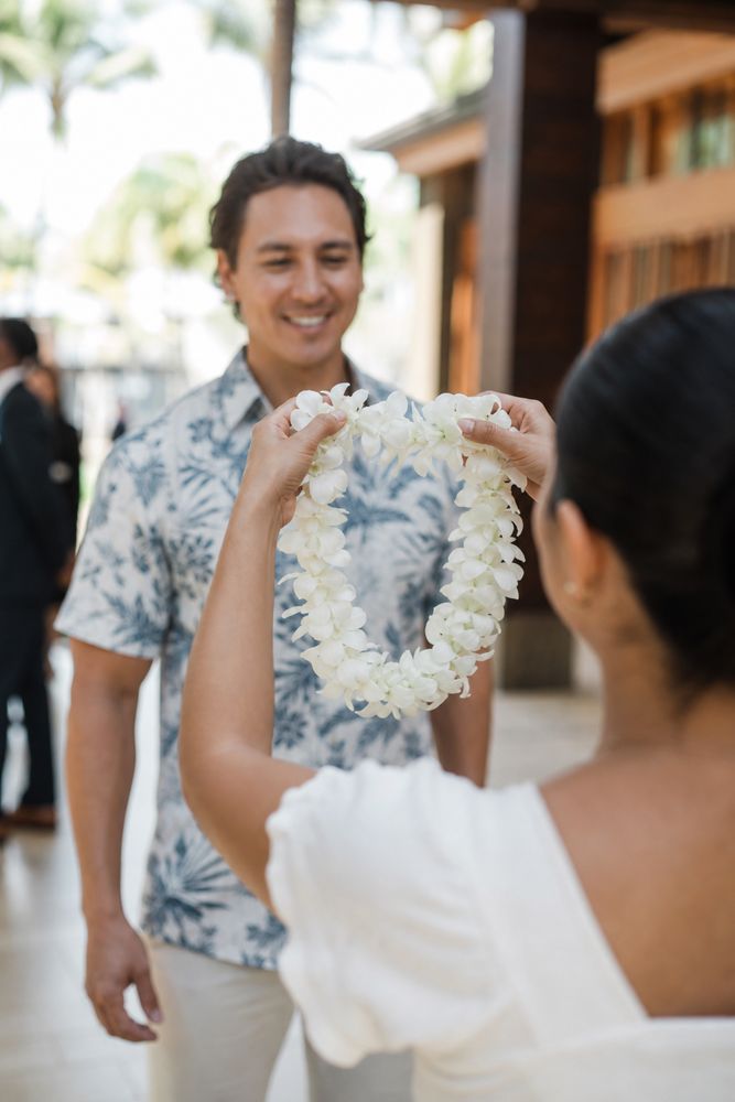 Guest welcomed with an orchid lei greeting