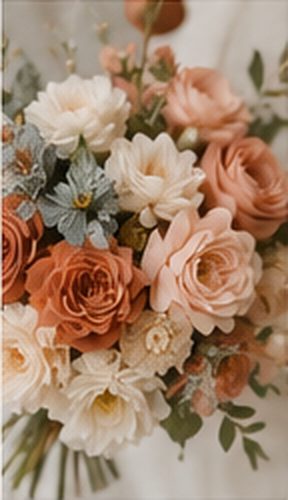 Bridal bouquet in terracotta and warm neutral tones