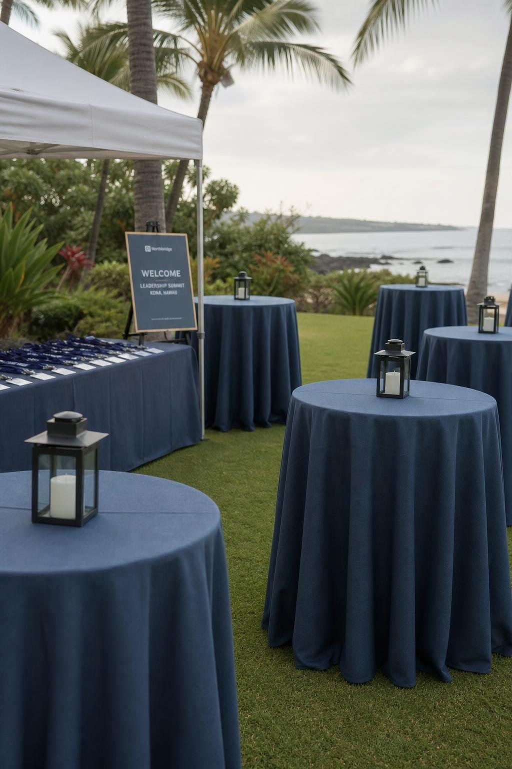 Corporate welcome reception on a Hawaii resort lawn