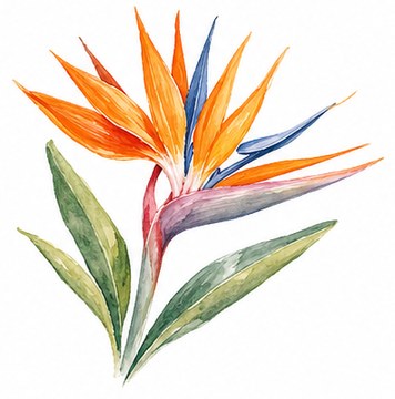 Bird-of-paradise botanical watercolor