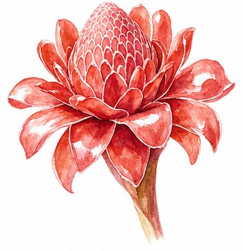 Pink ginger botanical watercolor