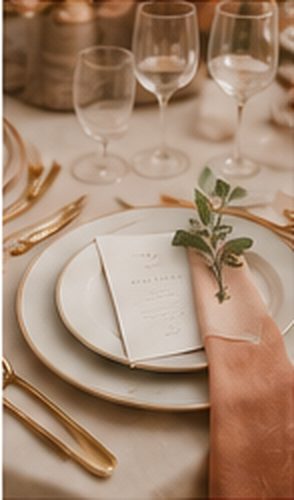 Hand-lettered place card and menu on a linen napkin, Kailua