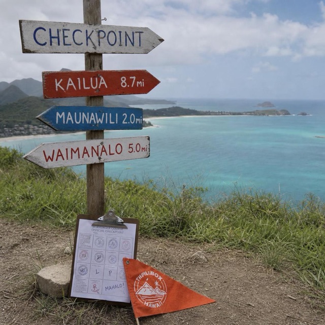 Team checkpoint course on a green ridge above the Oʻahu coast